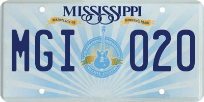 MS license plate MGI020