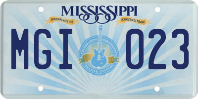 MS license plate MGI023
