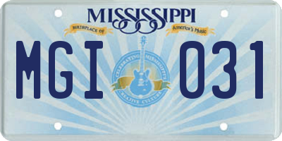MS license plate MGI031