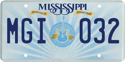 MS license plate MGI032