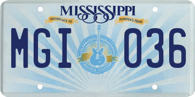 MS license plate MGI036