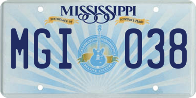 MS license plate MGI038