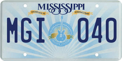 MS license plate MGI040
