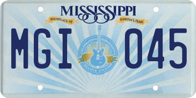 MS license plate MGI045