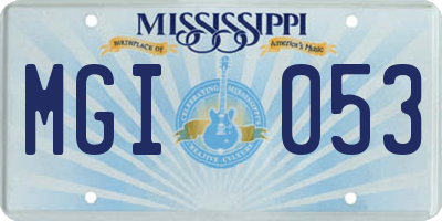 MS license plate MGI053