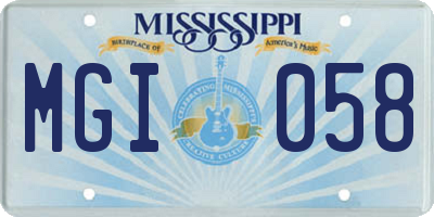 MS license plate MGI058