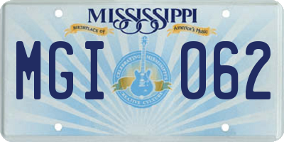 MS license plate MGI062