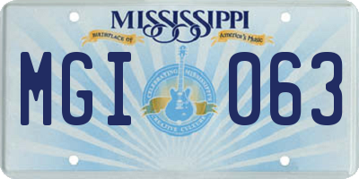 MS license plate MGI063