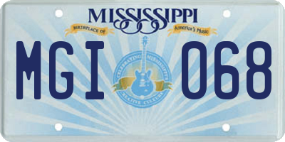 MS license plate MGI068
