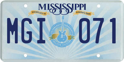 MS license plate MGI071