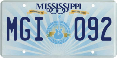 MS license plate MGI092