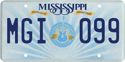 MS license plate MGI099