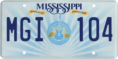 MS license plate MGI104