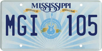 MS license plate MGI105