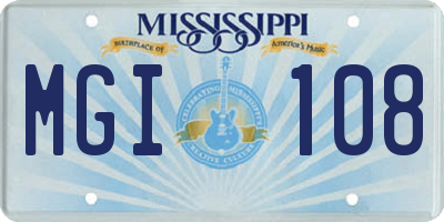 MS license plate MGI108