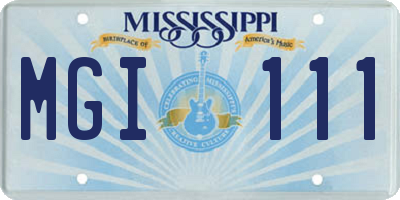 MS license plate MGI111