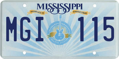 MS license plate MGI115
