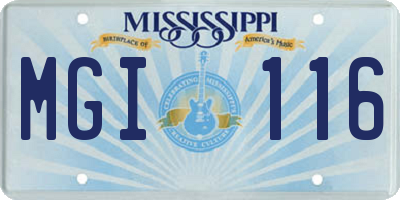 MS license plate MGI116