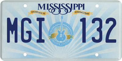 MS license plate MGI132