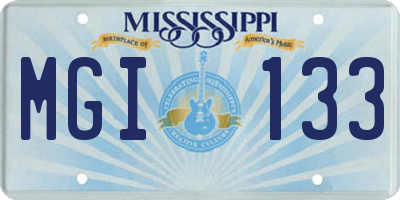 MS license plate MGI133