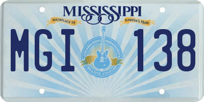 MS license plate MGI138