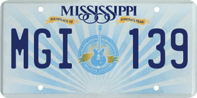 MS license plate MGI139