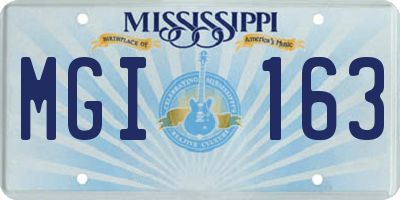 MS license plate MGI163