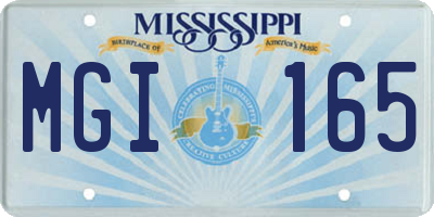 MS license plate MGI165