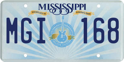 MS license plate MGI168