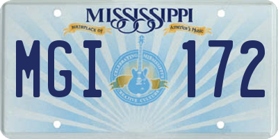 MS license plate MGI172