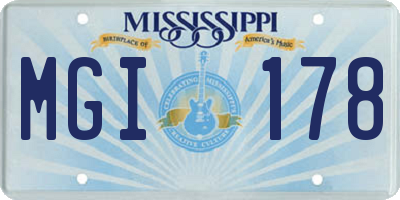 MS license plate MGI178