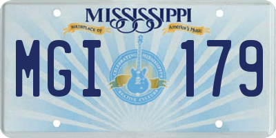 MS license plate MGI179