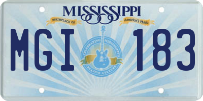 MS license plate MGI183