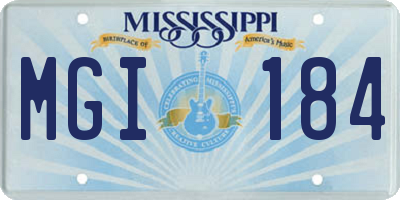 MS license plate MGI184