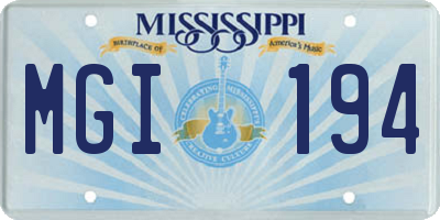 MS license plate MGI194