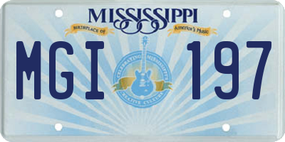 MS license plate MGI197