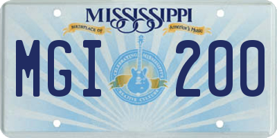 MS license plate MGI200