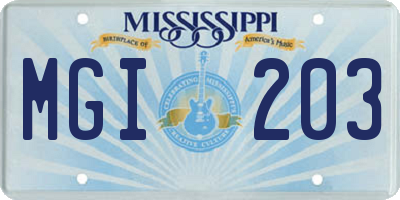 MS license plate MGI203