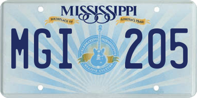 MS license plate MGI205