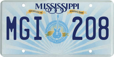MS license plate MGI208