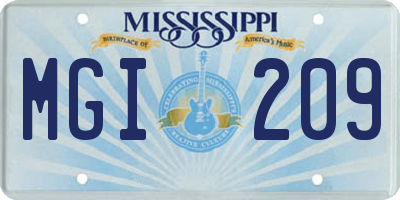 MS license plate MGI209