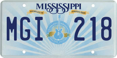 MS license plate MGI218