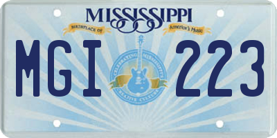 MS license plate MGI223