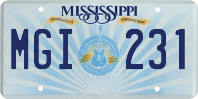 MS license plate MGI231
