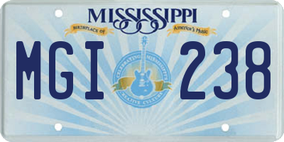 MS license plate MGI238