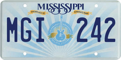 MS license plate MGI242