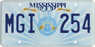 MS license plate MGI254