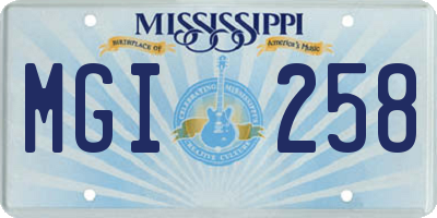 MS license plate MGI258