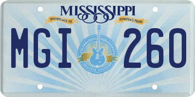 MS license plate MGI260