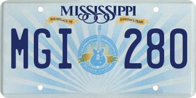 MS license plate MGI280